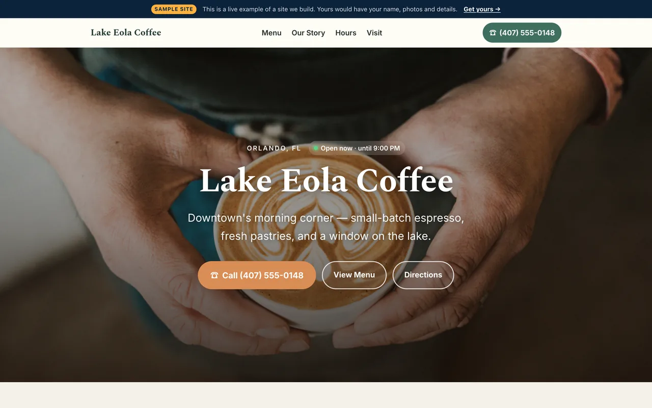 A café website we built