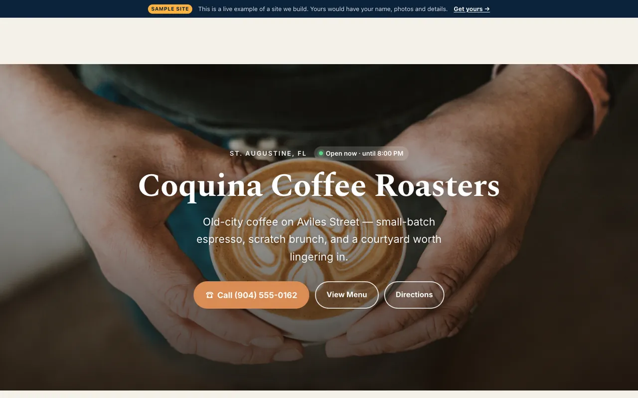 Growth-tier restaurant & café sample website by Azuvyn