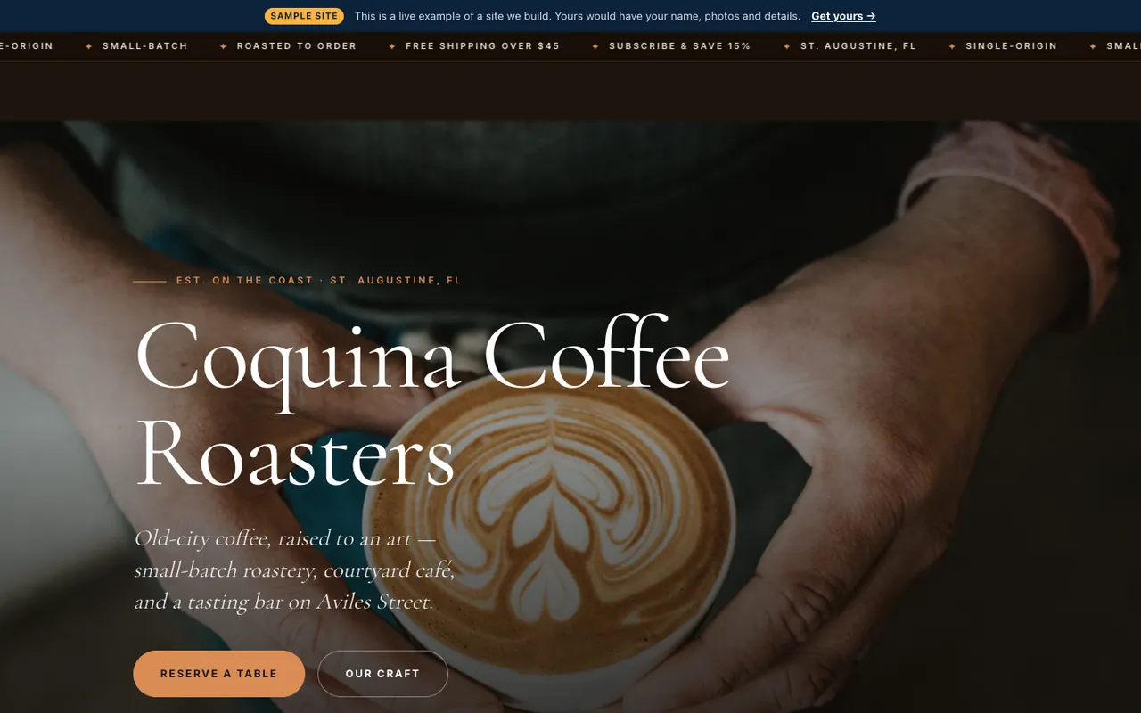 Signature-tier restaurant & café sample website by Azuvyn