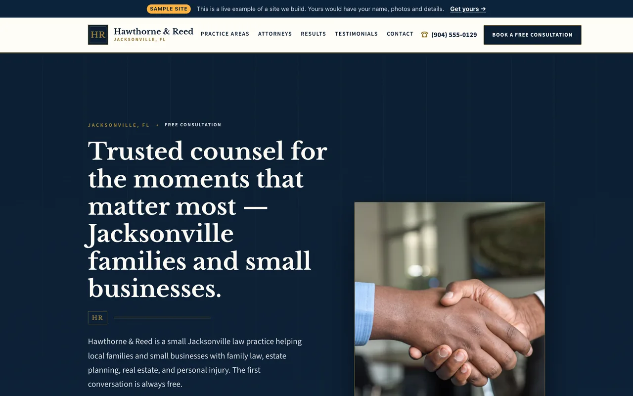 Top of the Launch-tier professional services sample site built by Azuvyn