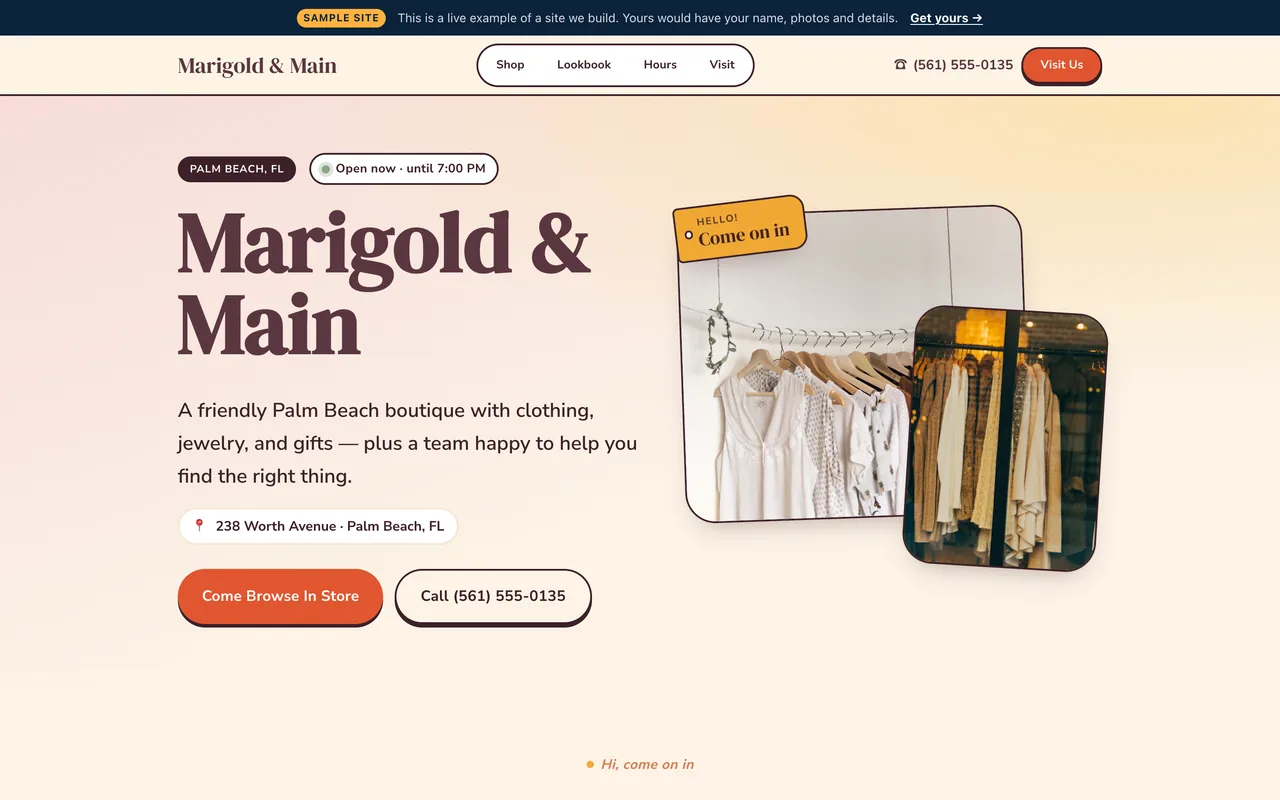Top of the Launch-tier retail & boutique sample site built by Azuvyn